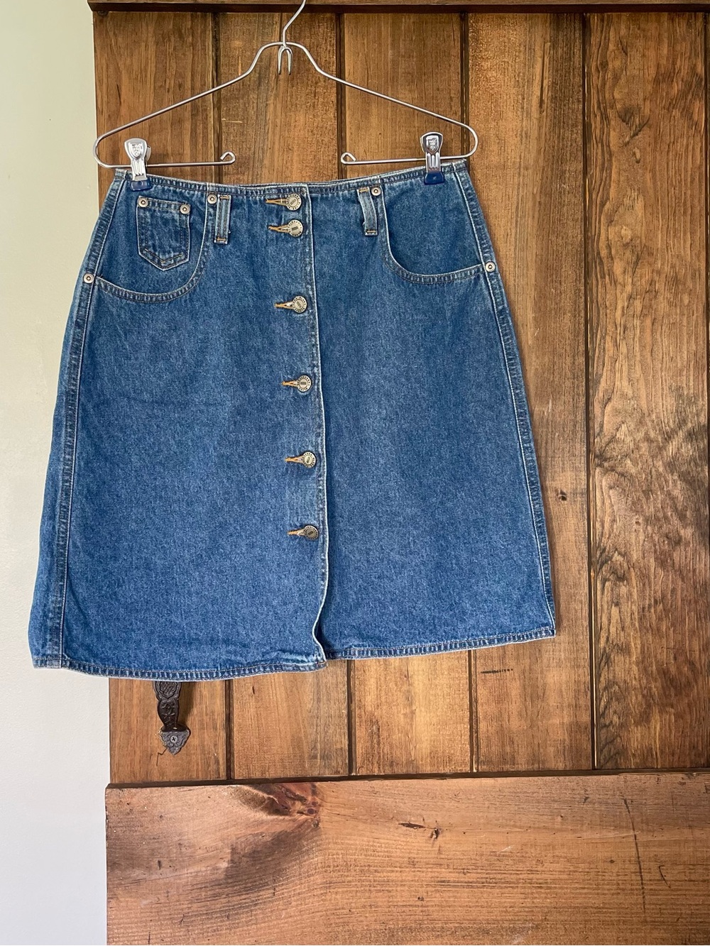 Vintage 1990's Susquehanna Blues Button Front Denim Jean Skirt 8 Western Classic